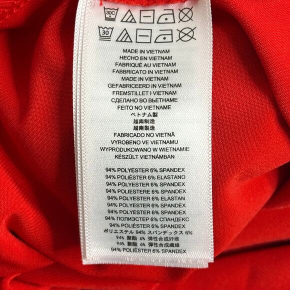 Michael Kors Red Asymmetric Gold Hardware Sleeveless Ruched Dress Womens Large L - Picture 9 of 11